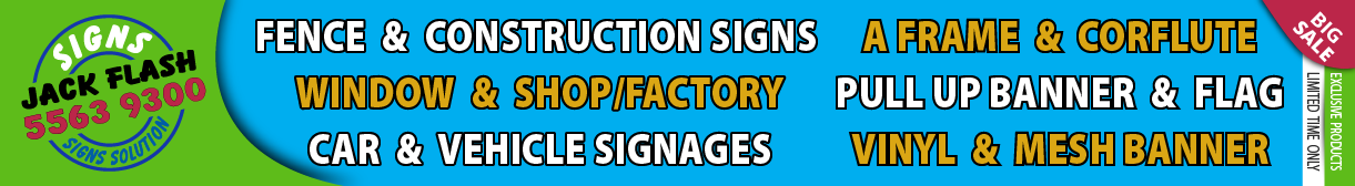 Jack Flash Signs.A Frames, Corflute, Pull Up Banners, Vinyl Banners, Mesh Banners, Real Estate, Builders, Businesses. We make DIY Signs